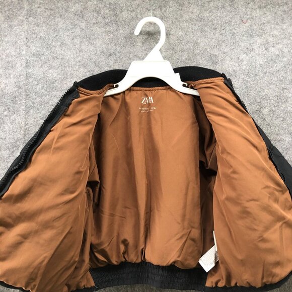 Zara Kids 2T-3T Puffer Jacket Black Quilted Collared Boys Girls Winter - Picture 3 of 9